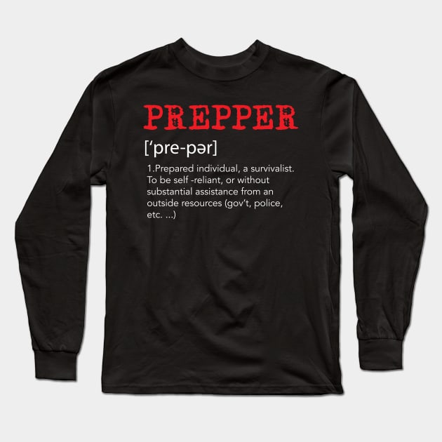 Prepper Prepping Survivalist and Survival Kit Gasmask Long Sleeve T-Shirt by Riffize